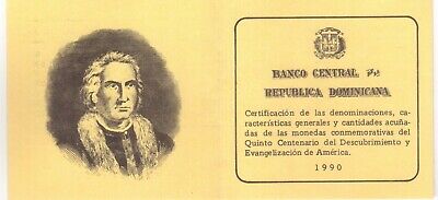 DOMINICAN REPUBLIC SILVER 1 PESO PROOF COIN 1990 YEAR KM#77a EVANGELIZATION BOX - Fresh Stock Dated December 2025