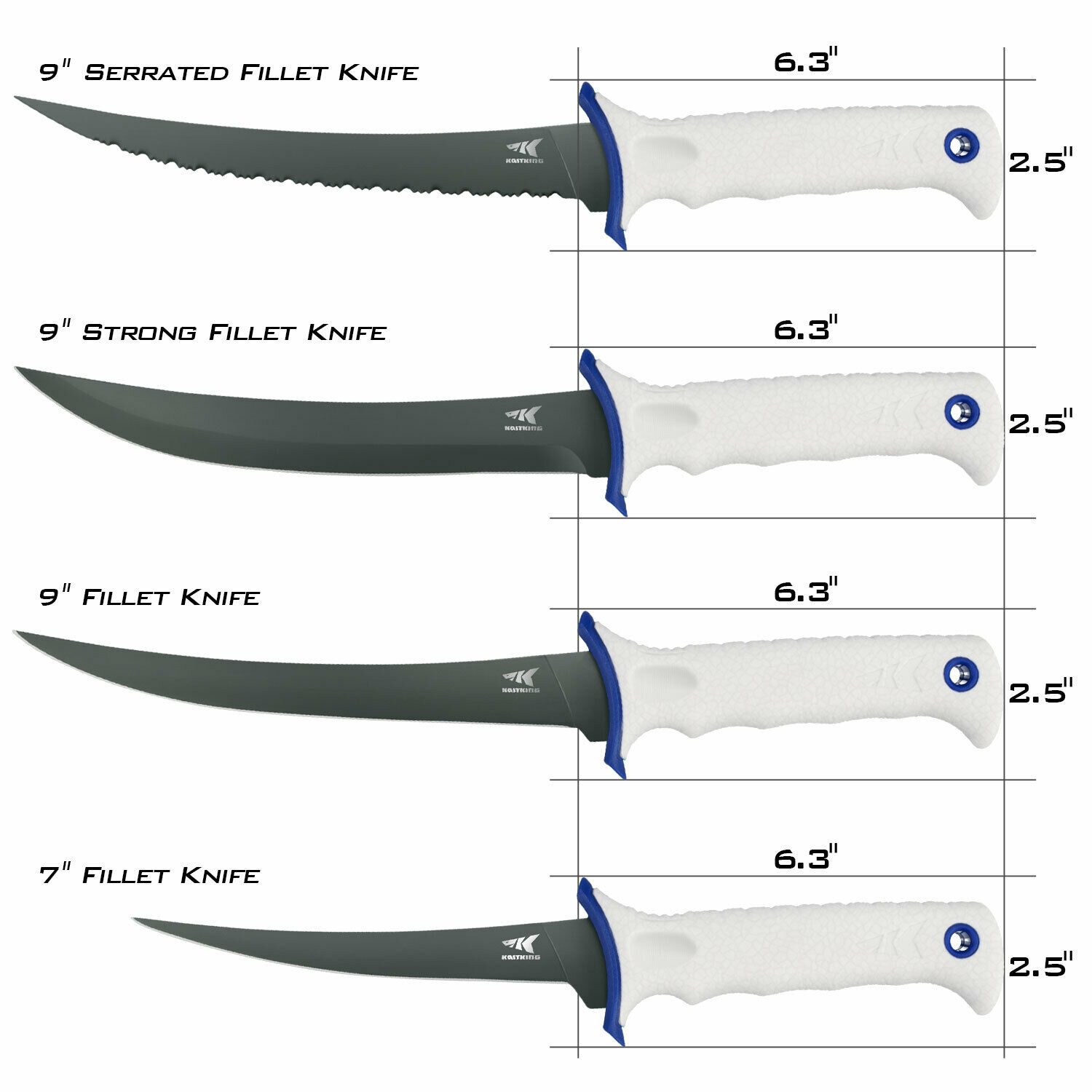 KastKing Spartacus 9 Inch Fillet Knives for Fishing & Cooking Good in Fresh - Fresh Stock Dated December 2025