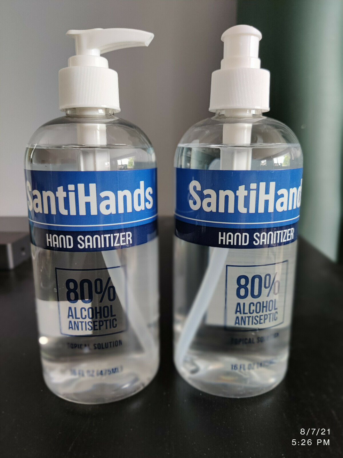 SantiHands Hand Sanitizer 80% Ethyl Alcohol Antiseptic 16 Fl Oz - Fresh Stock Dated February 2026