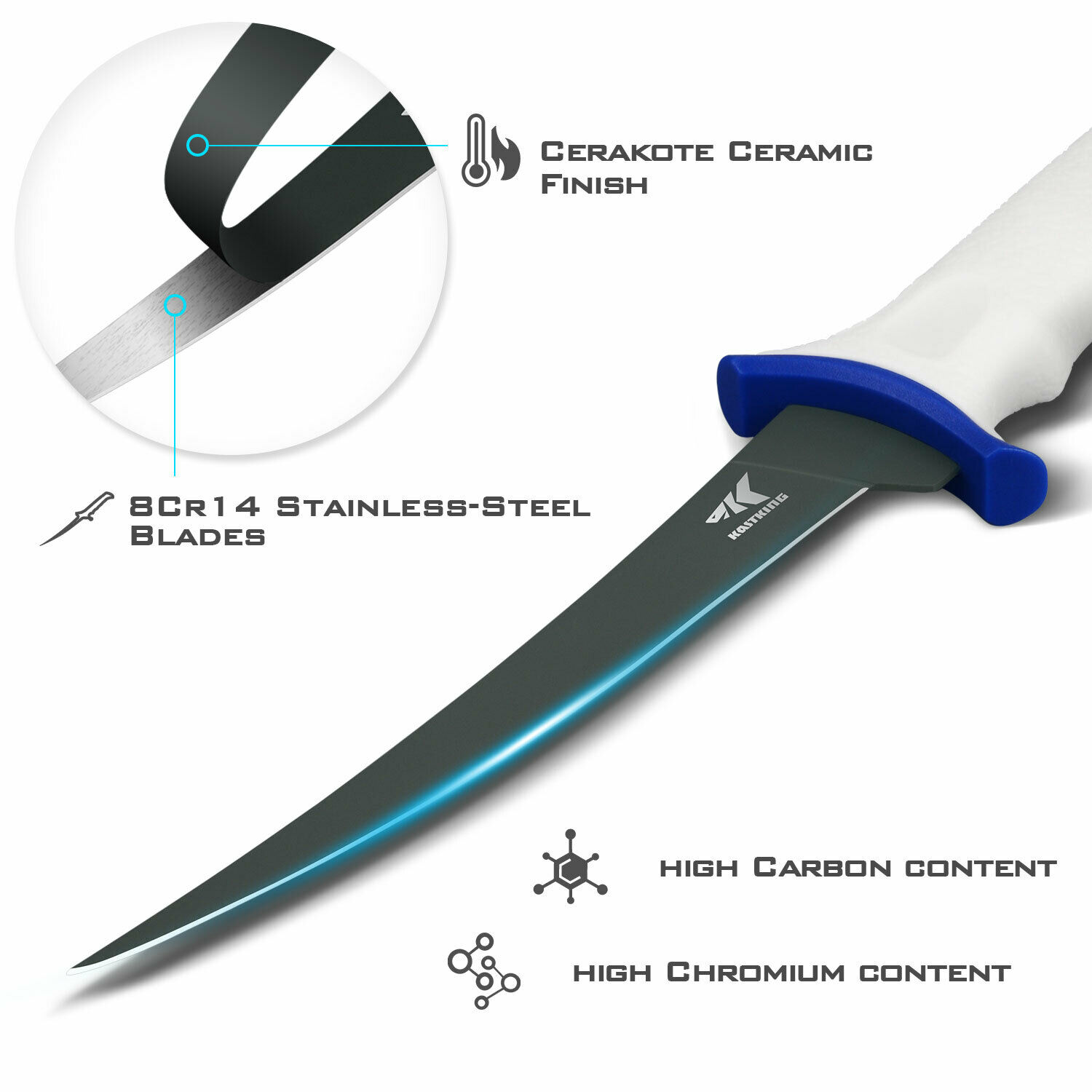 KastKing Spartacus 9 Inch Fillet Knives for Fishing & Cooking Good in Fresh - Fresh Stock Dated December 2025