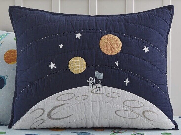 Pottery Barn Kids Glow in the Dark Solar System Quilted Standard Sham Navy NWT - Fresh Stock Dated February 2026