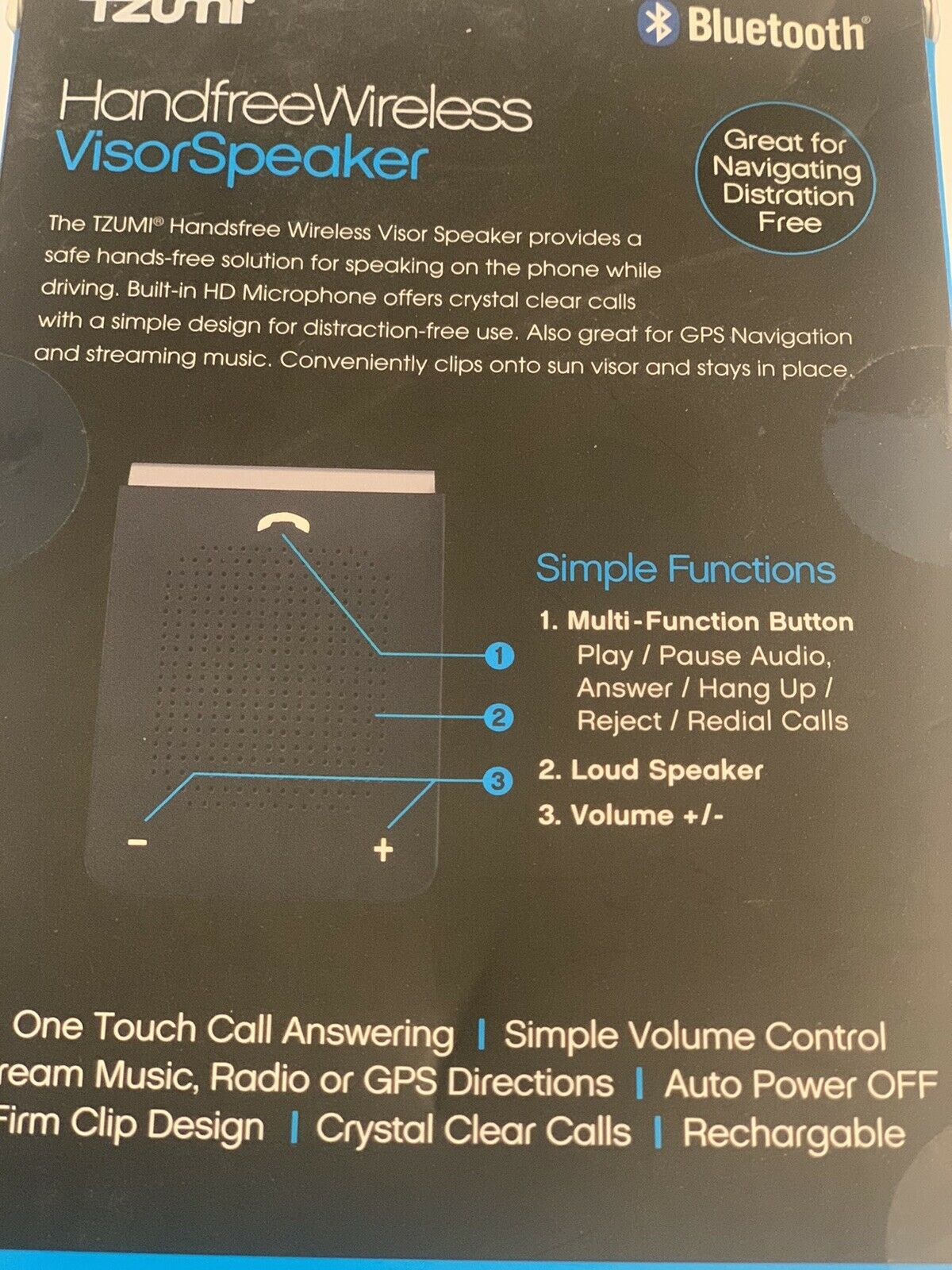 Tzumi Handfree Wireless VisorSpeaker - Fresh Stock Dated December 2025