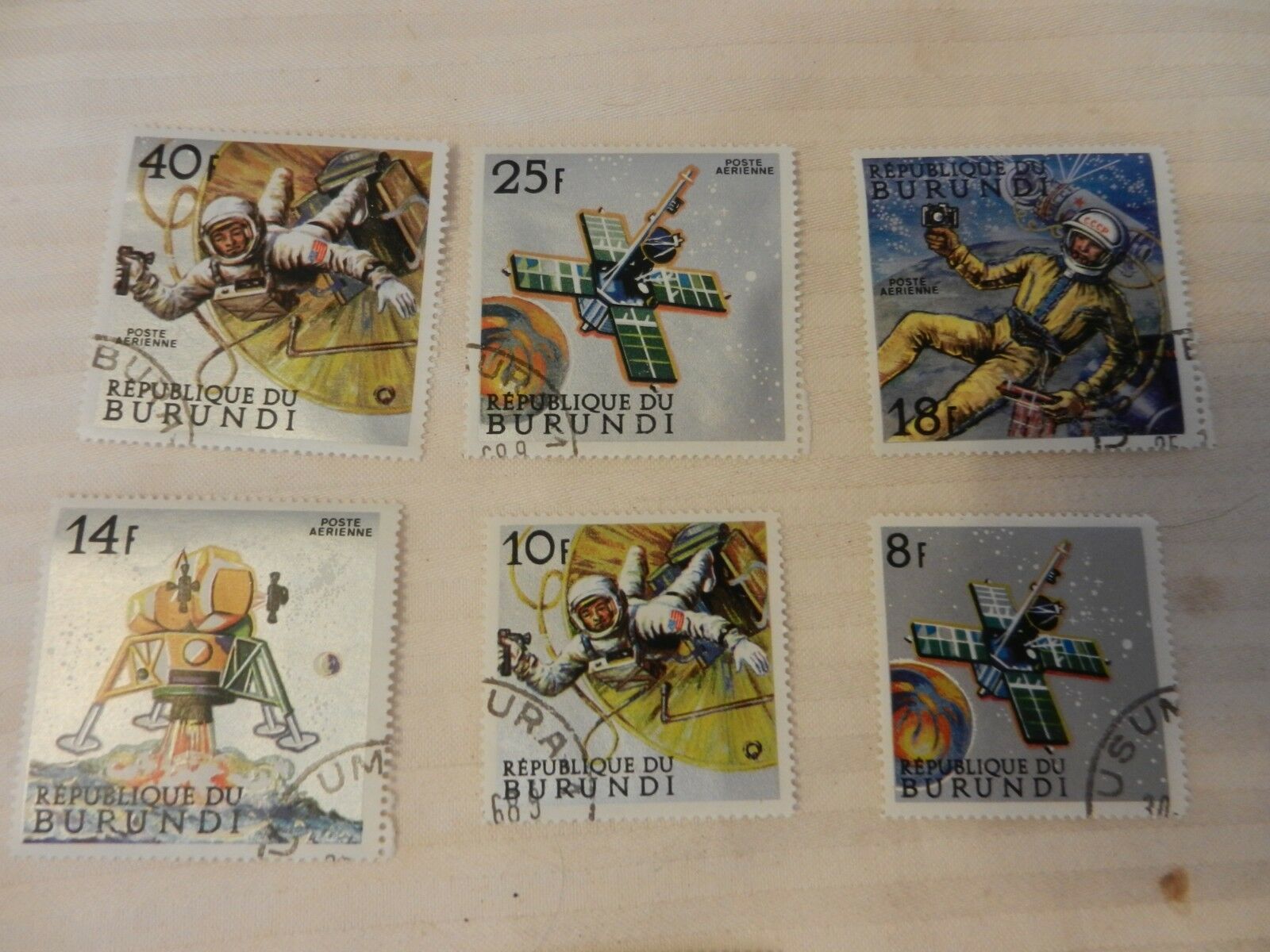 Lot of 8 Burundi 1968 Space Exploration Stamps Astronauts, Cosmonauts, Satellite - Fresh Stock Dated December 2025