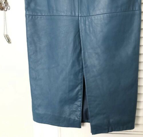 Vintage 80s North Beach Leather Blue pencil skirt Retro Rockabilly Wiggle XS - Fresh Stock Dated December 2025