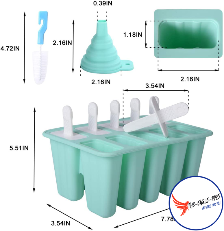 Ice Pop Molds Cavity of 10 Food Grade Silicone Frozen Ice Popsicle Makers Tools - Fresh Stock Dated February 2026