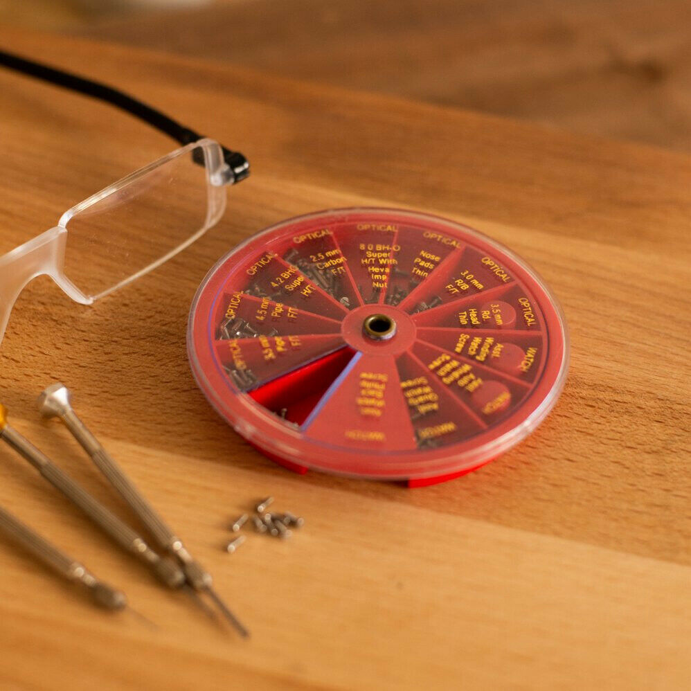 250 Piece Universal Eye Glasses And Watch Repair Screw Kit Revolving Organizer - Fresh Stock Dated February 2026