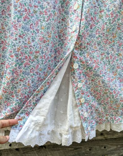 Vtg Prairie Skirt Cotton Wildflower Ditsy Floral Print Eyelet Trim Circle Full - Fresh Stock Dated February 2026