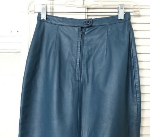 Vintage 80s North Beach Leather Blue pencil skirt Retro Rockabilly Wiggle XS - Fresh Stock Dated December 2025