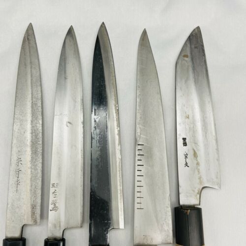 Damaged Lot of Five Japanese Chef's Kitchen Knives Yanagiba Gyuto Japan SS746 - Fresh Stock Dated December 2025