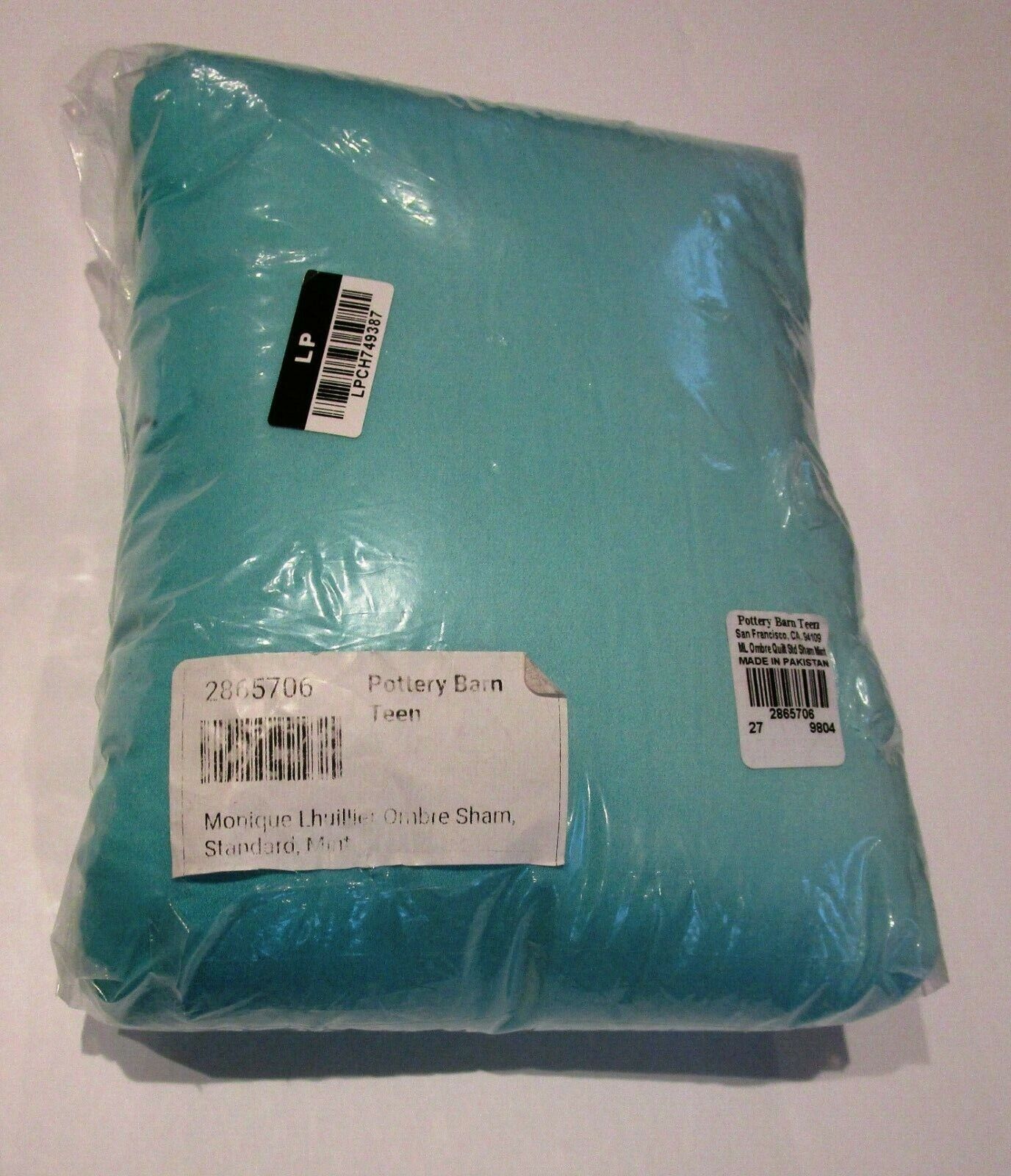 New MINT OMBRE Sham POTTERY BARN TEEN Standard Size * Monique Lhuillier Sateen - Fresh Stock Dated February 2026