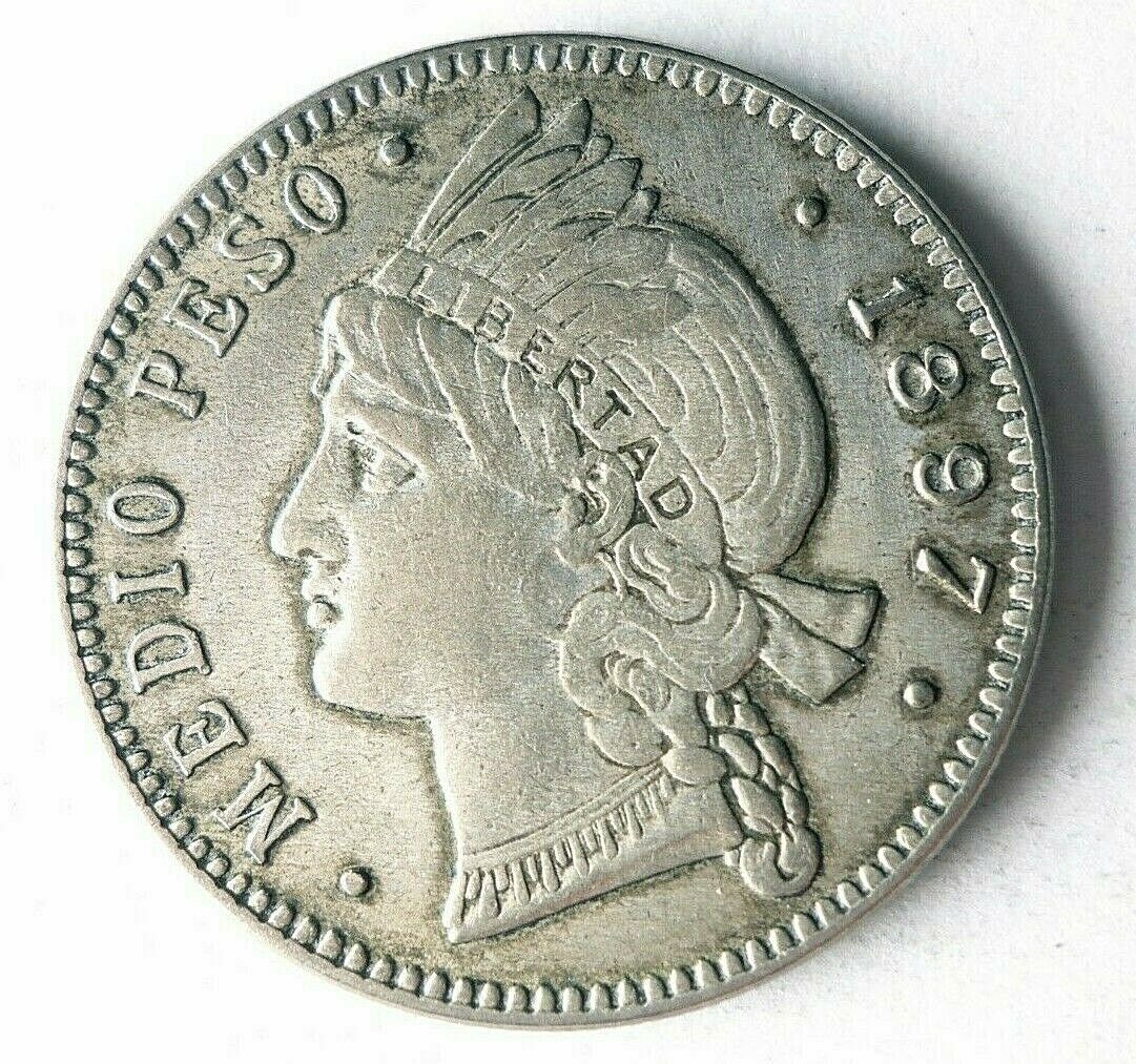 1897 DOMINICAN REPUBLIC 1/2 PESO - AU - High Grade Silver Coin - Big Value - #L8 - Fresh Stock Dated December 2025