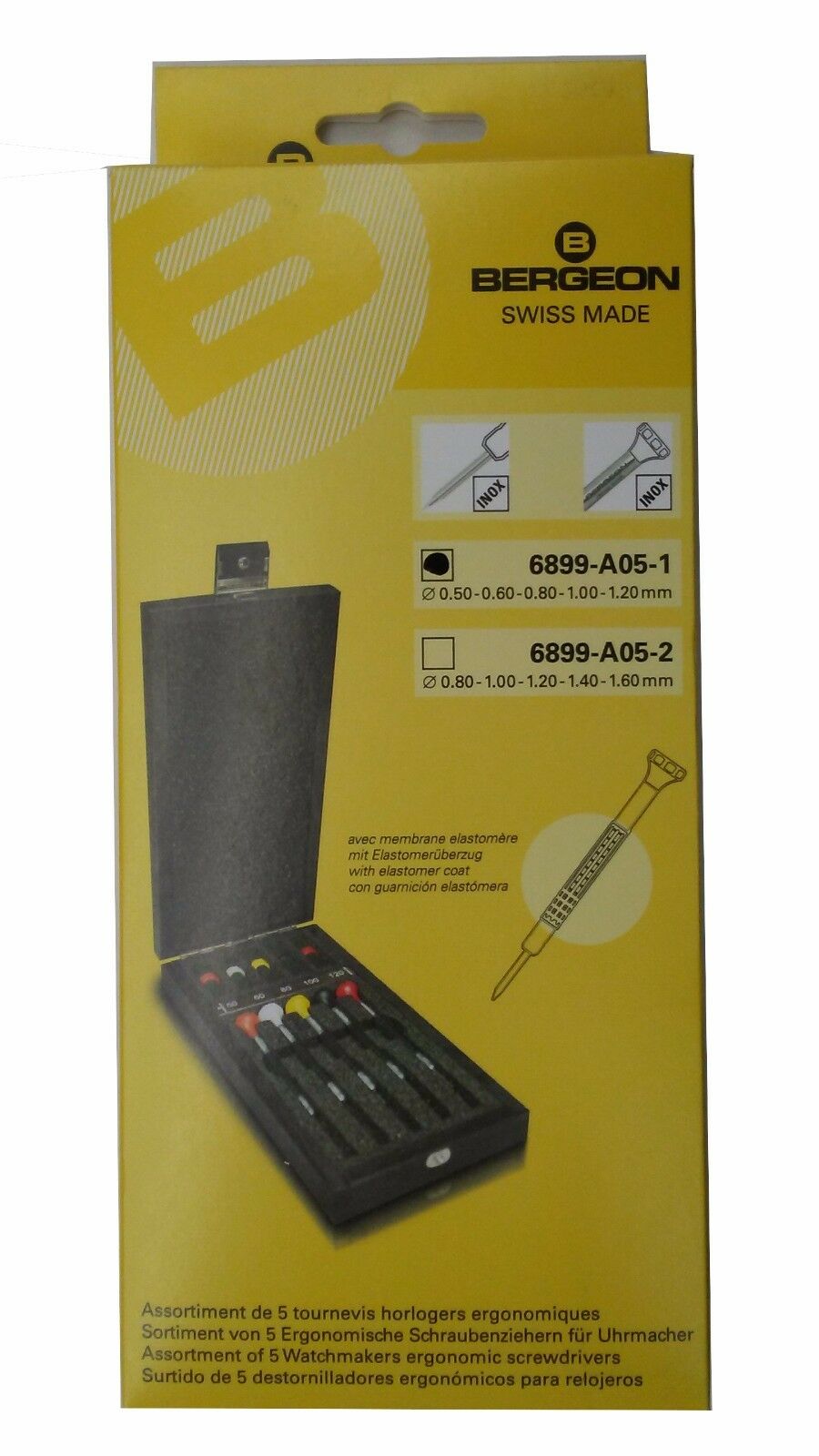 Bergeon Watchmakers Ergonomic Screwdrivers Set of 5 with Replacement Blades - Fresh Stock Dated February 2026