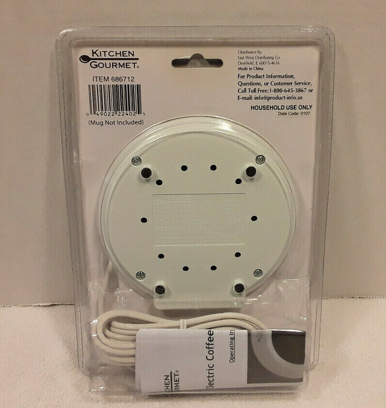 Kitchen Gourmet Electric Beverage Mug Warmer Tea Cup Soup 25 Watts 686712 NEW - Fresh Stock Dated February 2026