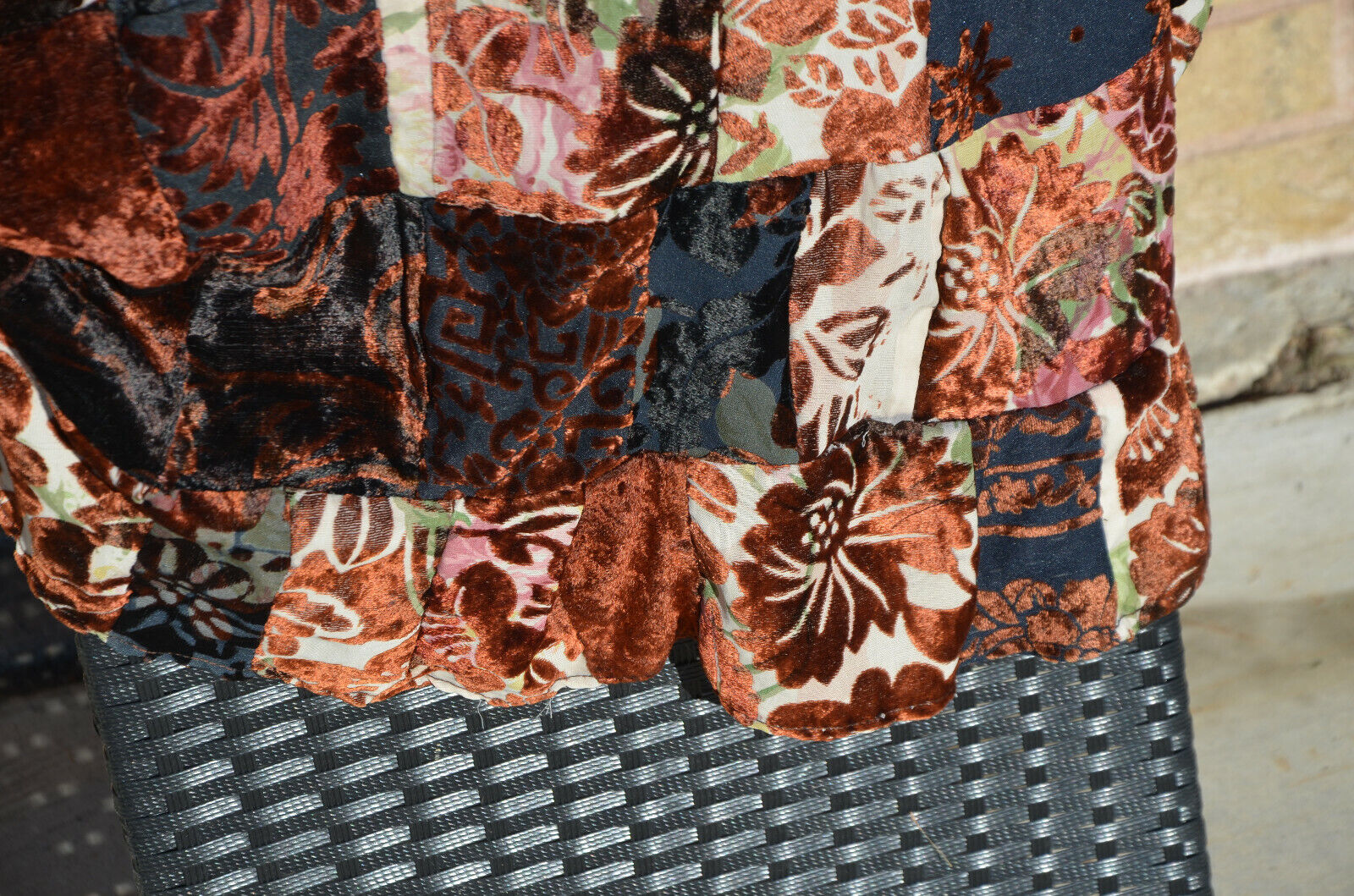 Vtg Velvet Patchwork Maxi Skirt Multicolor Lagenlook Cottagecore Prairie L XL 70 - Fresh Stock Dated March 2026