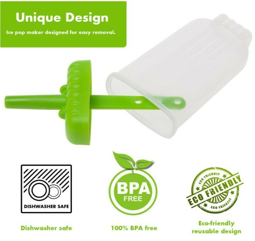 Juego de 6-12 moldes reutilizables de silicona para paletas heladas - Fresh Stock Dated February 2026