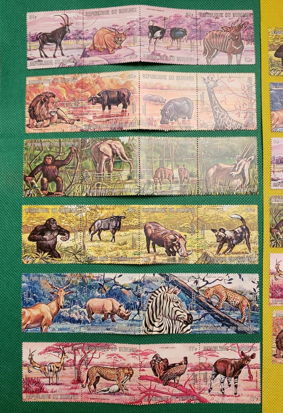 1971 BURUNDI STRIPS OF ANIMALS SCOTT # 355-60 & C149-51 USED NH (2 SETS OF 6) - Fresh Stock Dated January 2026