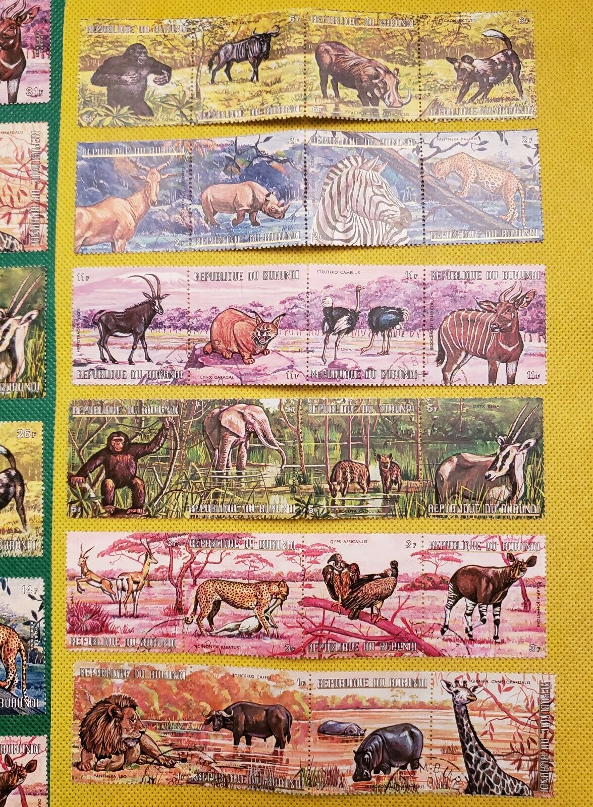 1971 BURUNDI STRIPS OF ANIMALS SCOTT # 355-60 & C149-51 USED NH (2 SETS OF 6) - Fresh Stock Dated January 2026