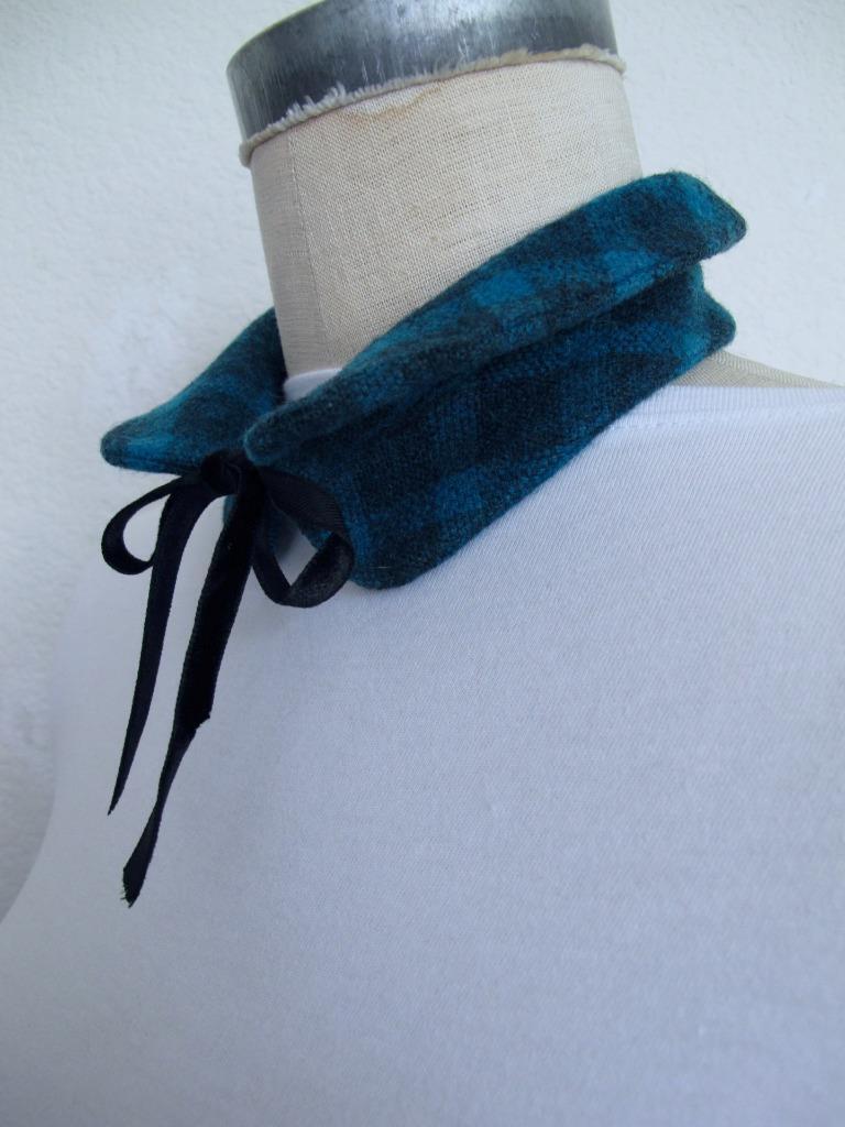 Vintage 1950's Wool Plaid Circle Skirt & Matching Collar XS XXS Blue Gray Plaid - Fresh Stock Dated March 2026