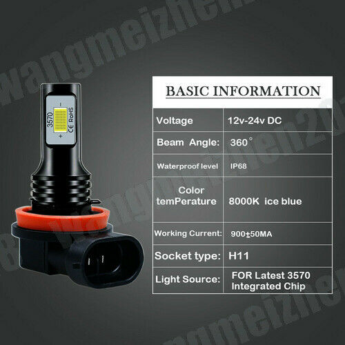 For Ducati 848 1198 1098 R S EVO Panigale 1199 H11 H8 LED Headlight 8000K Bulbs - Fresh Stock Dated February 2026