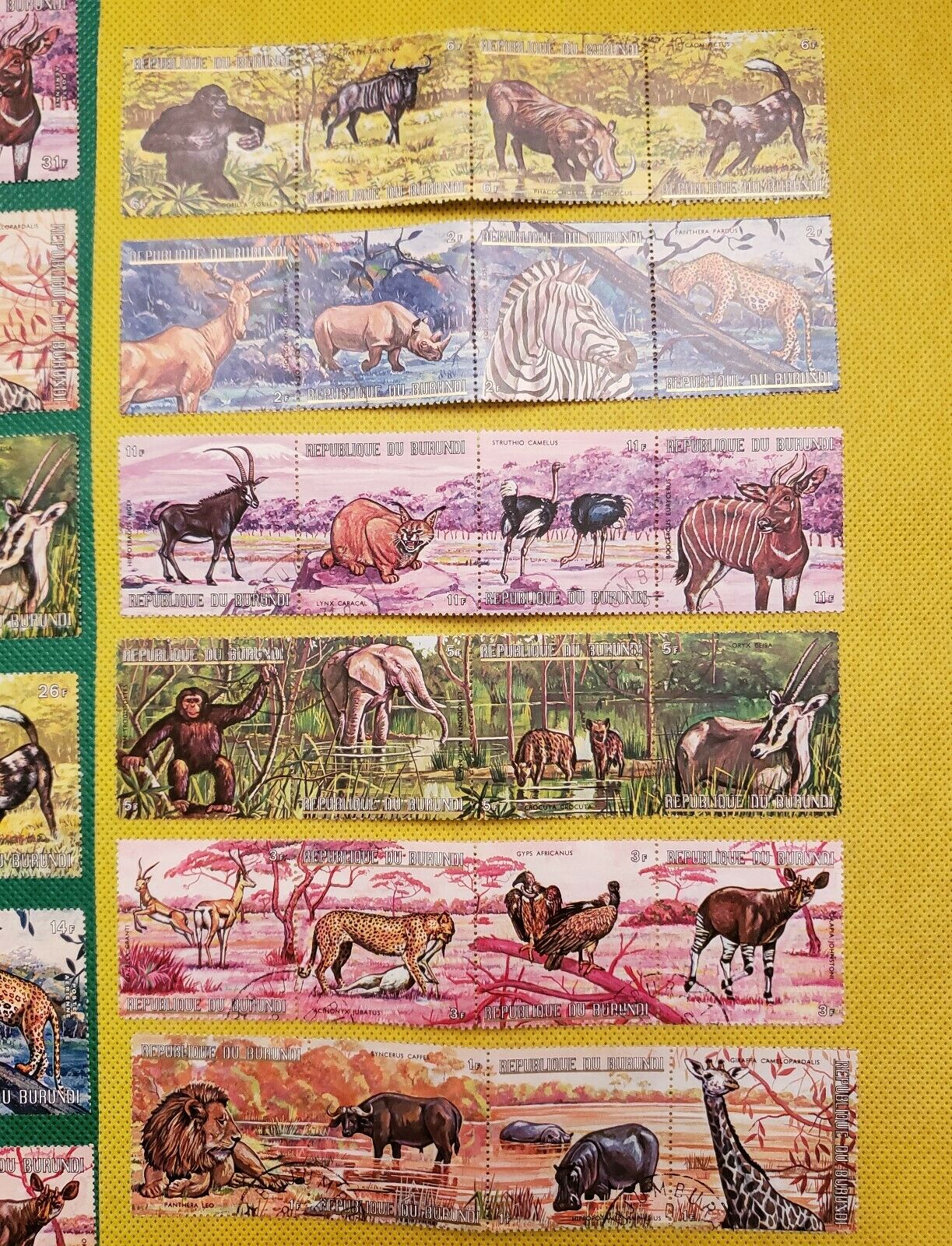1971 BURUNDI STRIPS OF ANIMALS SCOTT # 355-60 & C149-51 USED NH (2 SETS OF 6) - Fresh Stock Dated January 2026
