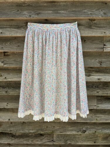 Vtg Prairie Skirt Cotton Wildflower Ditsy Floral Print Eyelet Trim Circle Full - Fresh Stock Dated February 2026