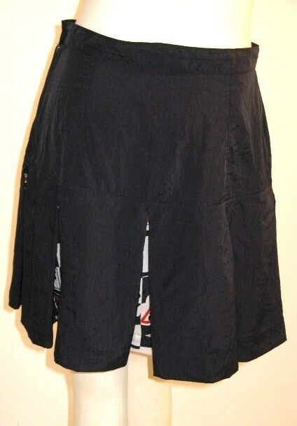 VINTAGE FILA TENNIS SKIRT NAVY BLUE PLEATED LOGO PATTERN NYLON 1980's Size M - Fresh Stock Dated February 2026