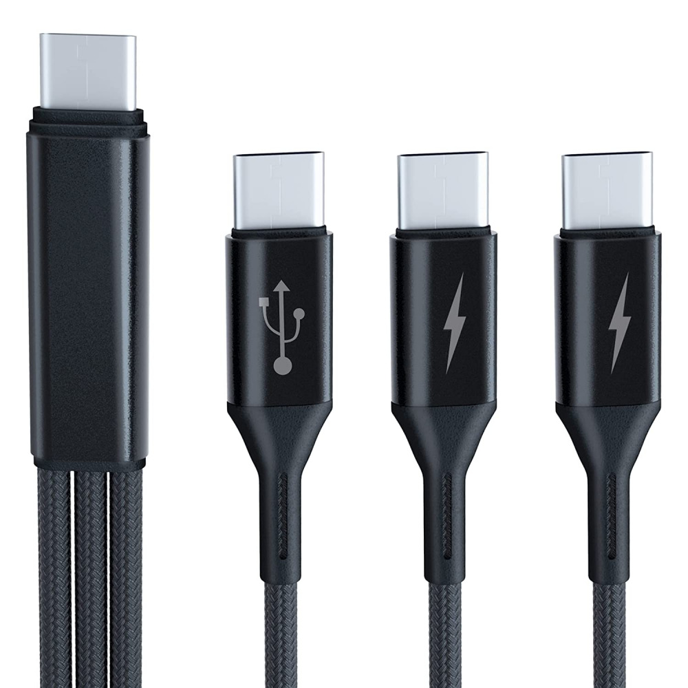 GELRHONR USB C Splitter Cable,USB C Male to 3 C 3C - 0.2M, Black - Fresh Stock Dated February 2026