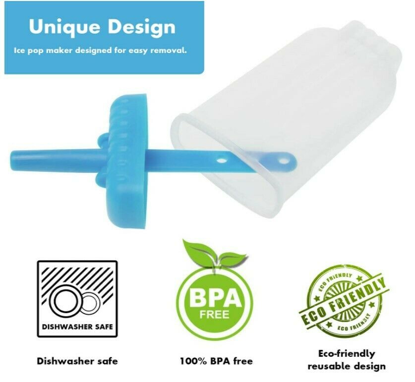 Juego de 6-12 moldes reutilizables de silicona para paletas heladas - Fresh Stock Dated February 2026