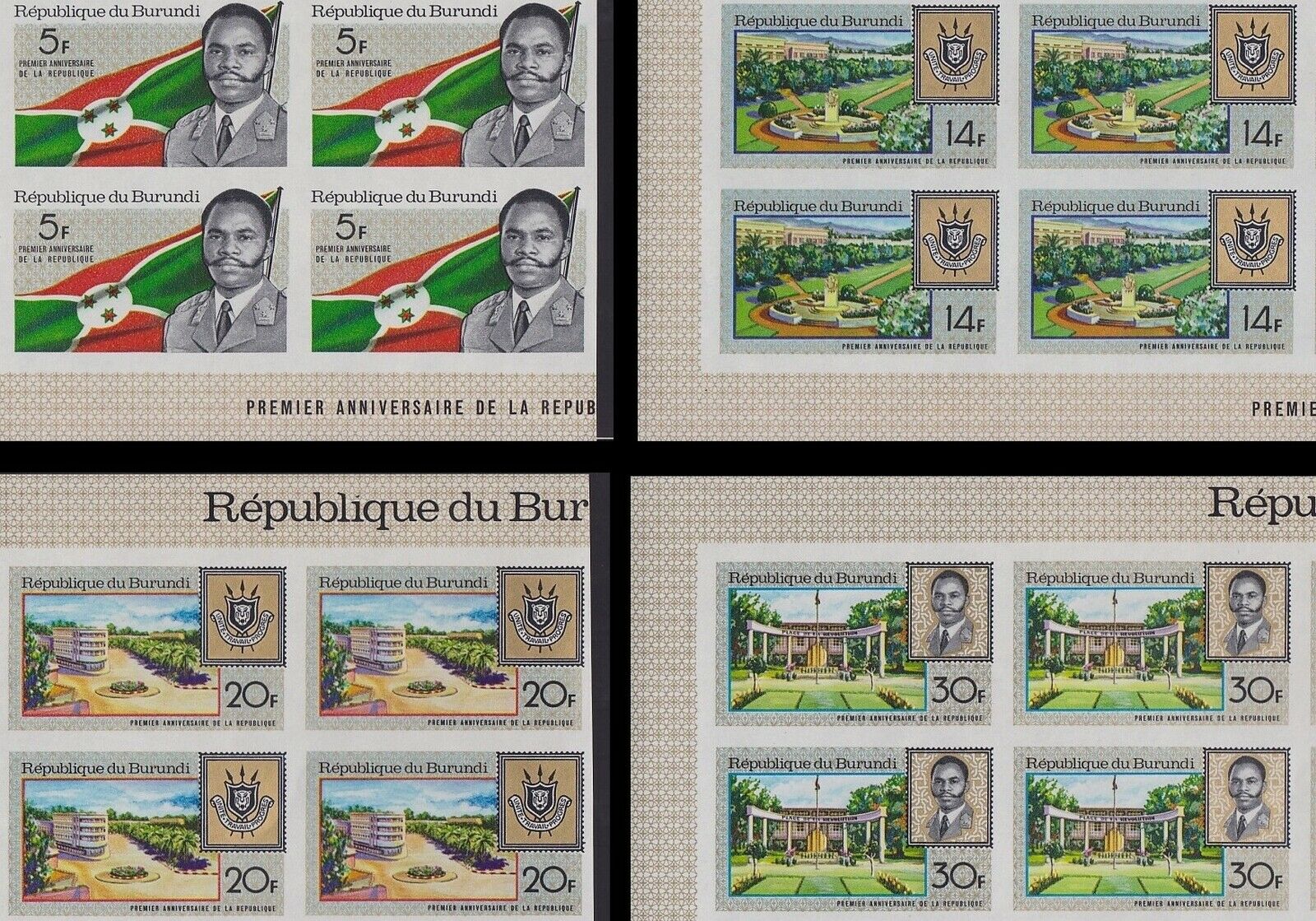Burundi 1967 IMPERFORATE part of sheets - MNH stamp set Cob# 252/55 x15....A5647 - Fresh Stock Dated December 2025