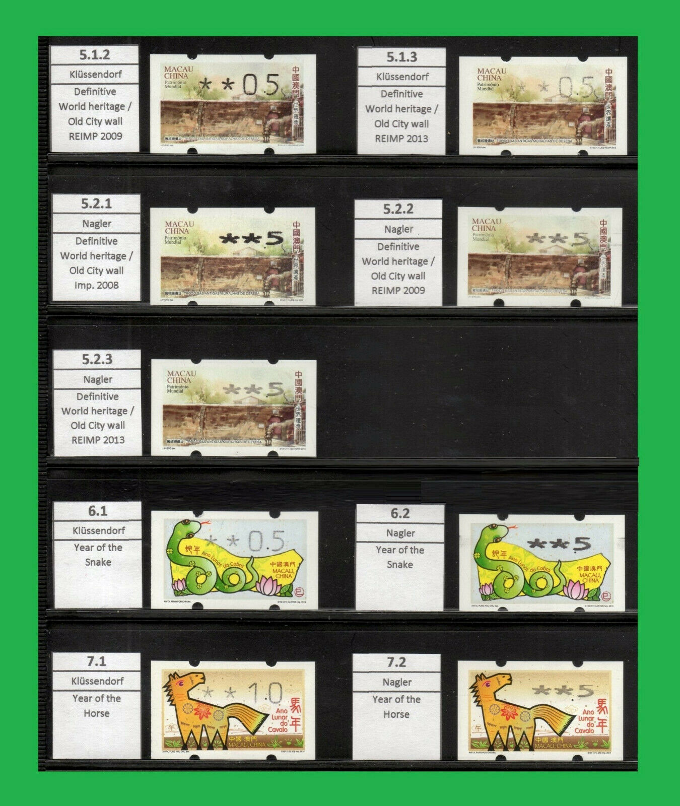 Macau China ATM stamps Part I 1993-2014 MNH Etiquetas Klussendorf Nagler Frama - Fresh Stock Dated February 2026
