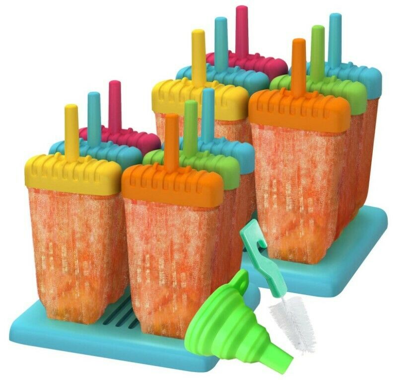 Juego de 6-12 moldes reutilizables de silicona para paletas heladas - Fresh Stock Dated February 2026
