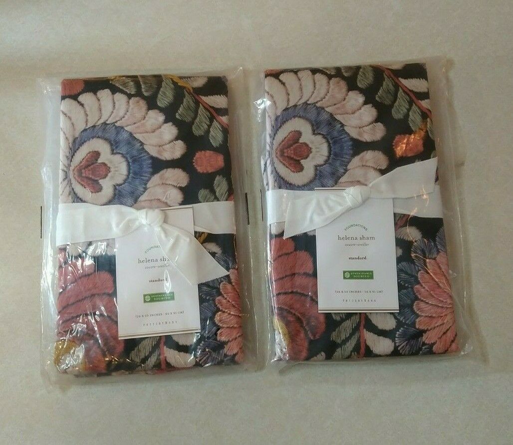 Pottery Barn Helena Embroidered Floral Percale one standard sham New set of 2 - Fresh Stock Dated December 2025