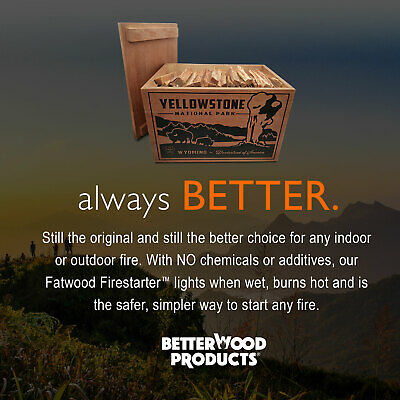 Better Wood Products Protect the Parks Fatwood Firestarter Crate, Yellowstone - Fresh Stock Dated December 2025