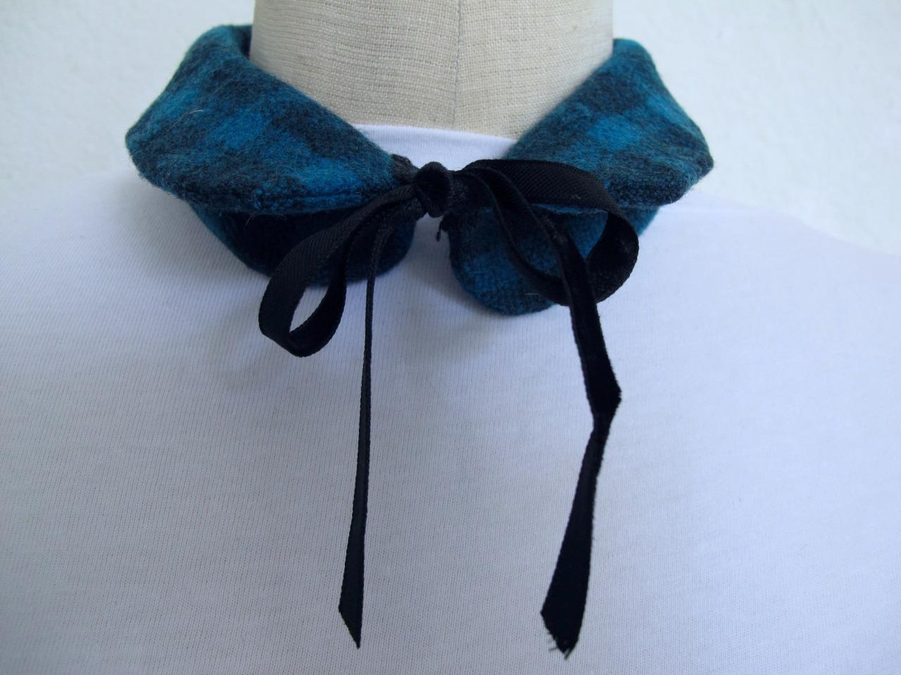 Vintage 1950's Wool Plaid Circle Skirt & Matching Collar XS XXS Blue Gray Plaid - Fresh Stock Dated March 2026