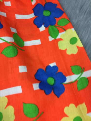 60s Womens Orange Floral Multi Colored Acetate Groovy Maxi Retro Skirt Vintage - Fresh Stock Dated February 2026