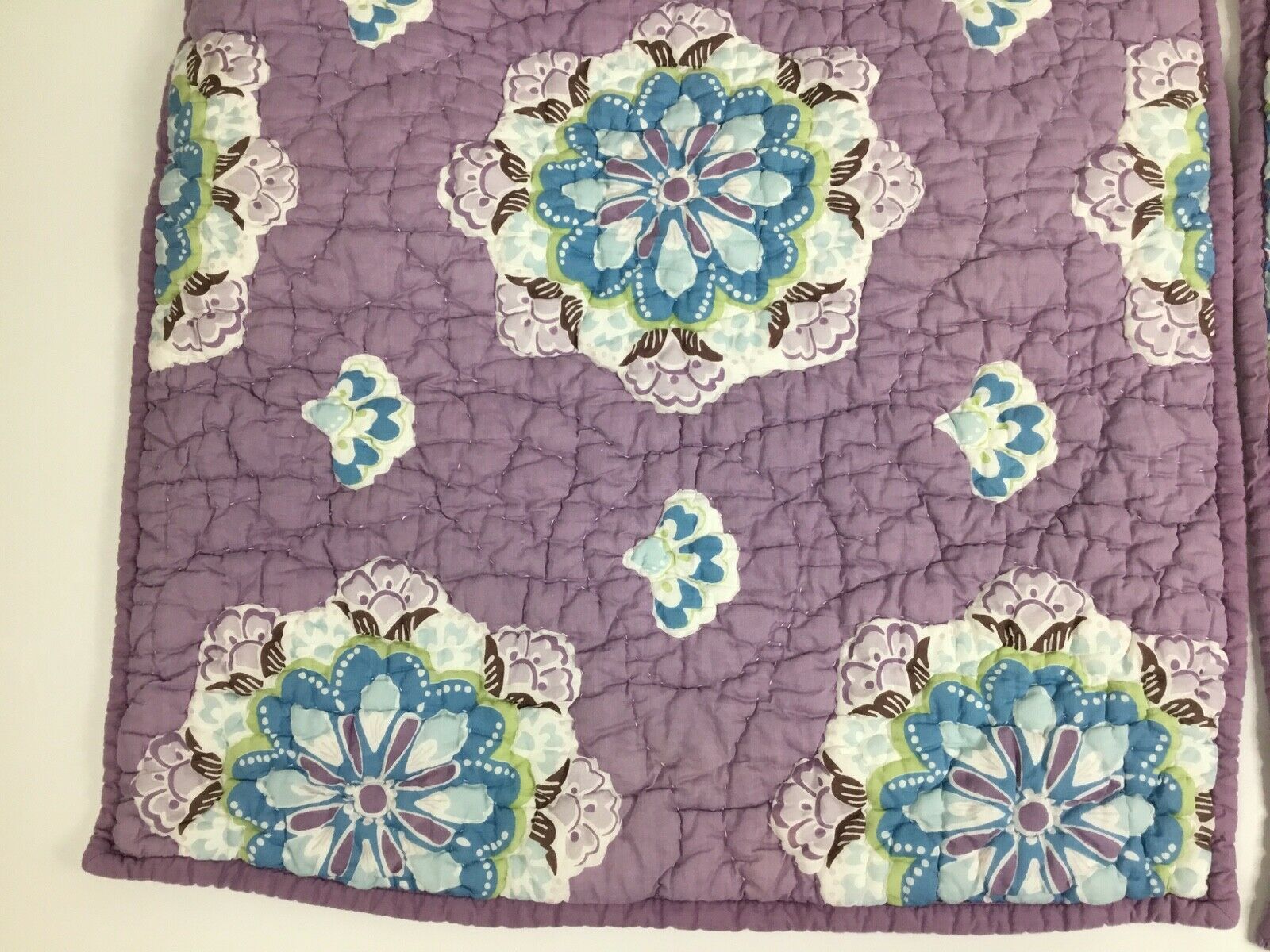 Set of 2 Pottery Barn Kids Quilted Sham Lavender Aqua Brooklyn Standard 20