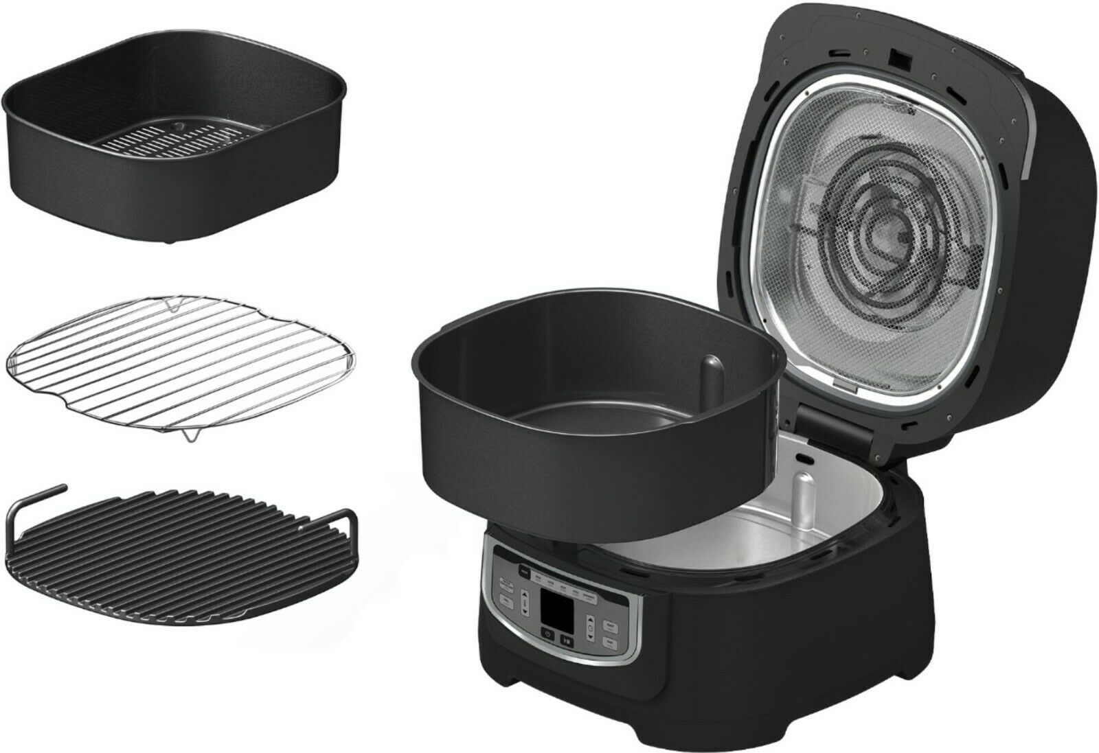 Bella Pro Series - 9-in-1 Indoor Grill with 5.8-qt Air Fryer, Roast, Broil, B... - Fresh Stock Dated December 2025