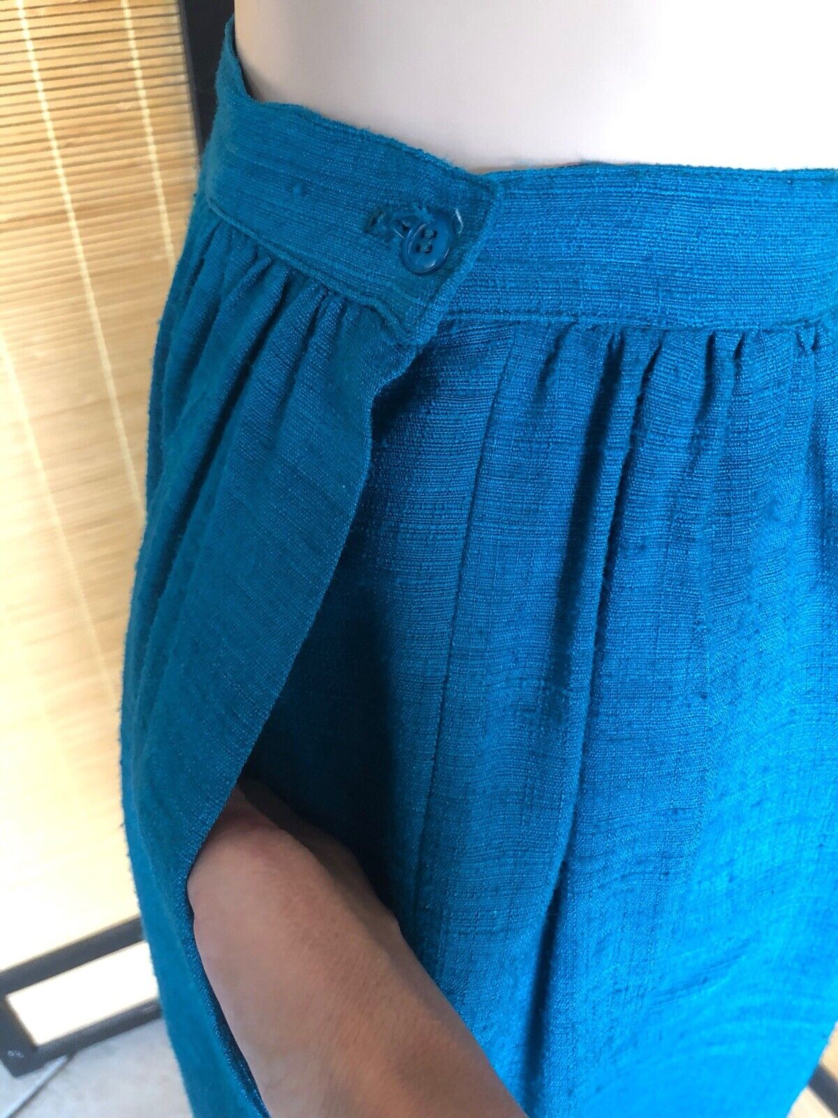 Vintage CAROLE LITTLE St-Tropez West 100% Silk Full Skirt Turquoise Red Hem Sm - Fresh Stock Dated March 2026