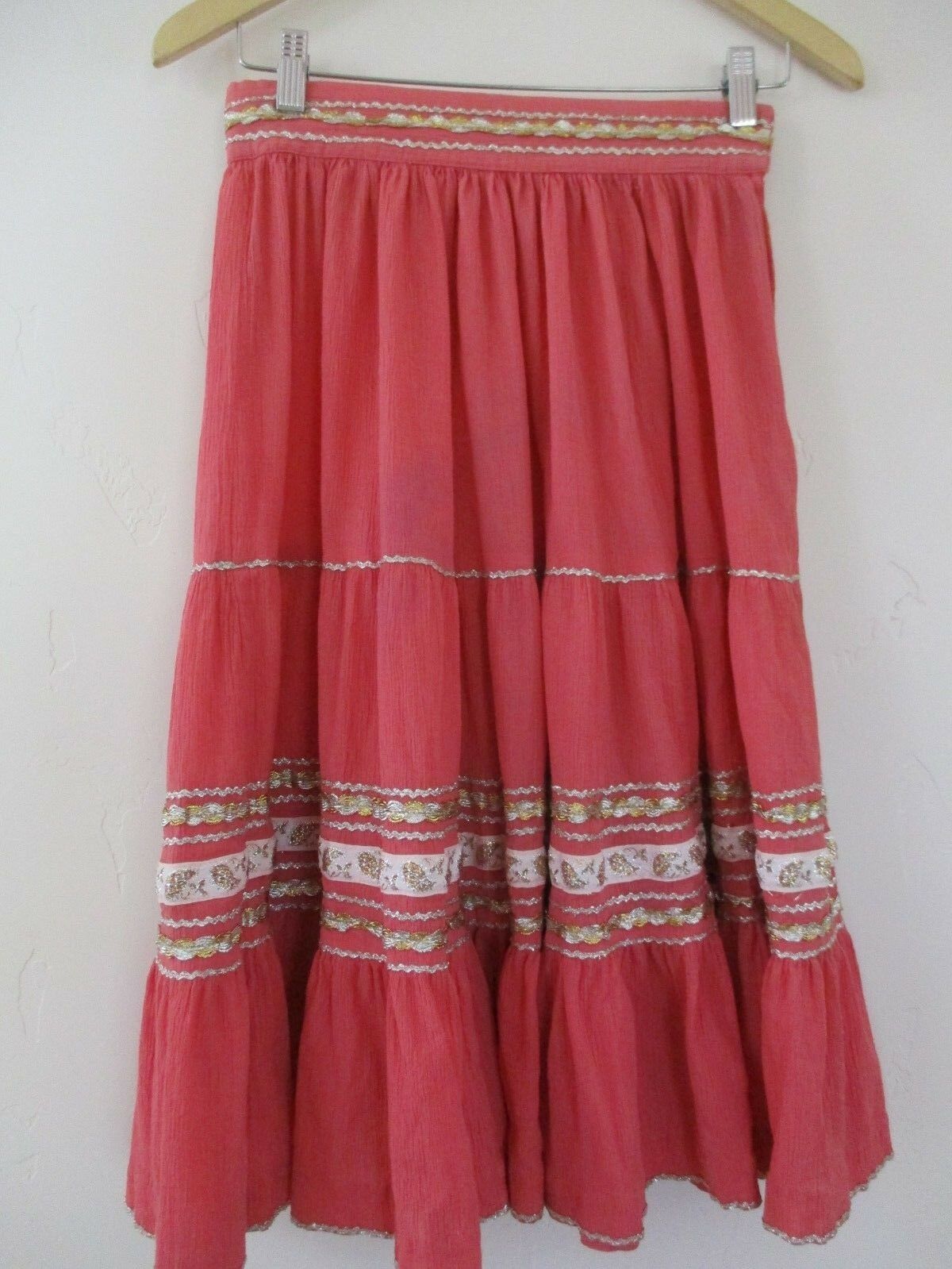 Women's Vintage skirt Pink Coral Southwest Navajo full S AS IS Native American - Fresh Stock Dated December 2025