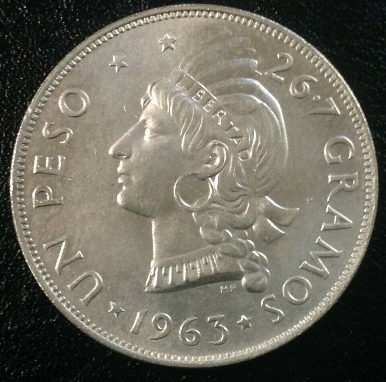 DOMINICAN REPUBLIC 1 Peso 1963  Silver 100th Anniversary of the Restoration - Fresh Stock Dated February 2026