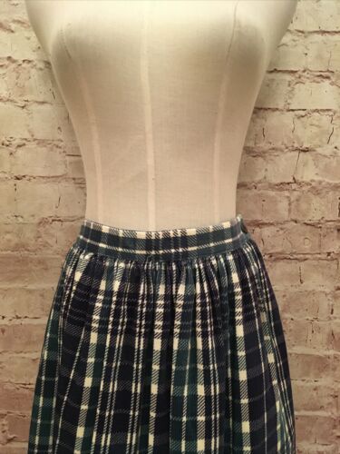 Cos Cob Women's Pleated Blue Green Plaid Corduroy Vintage Midi Skirt Waist 26” M - Fresh Stock Dated February 2026