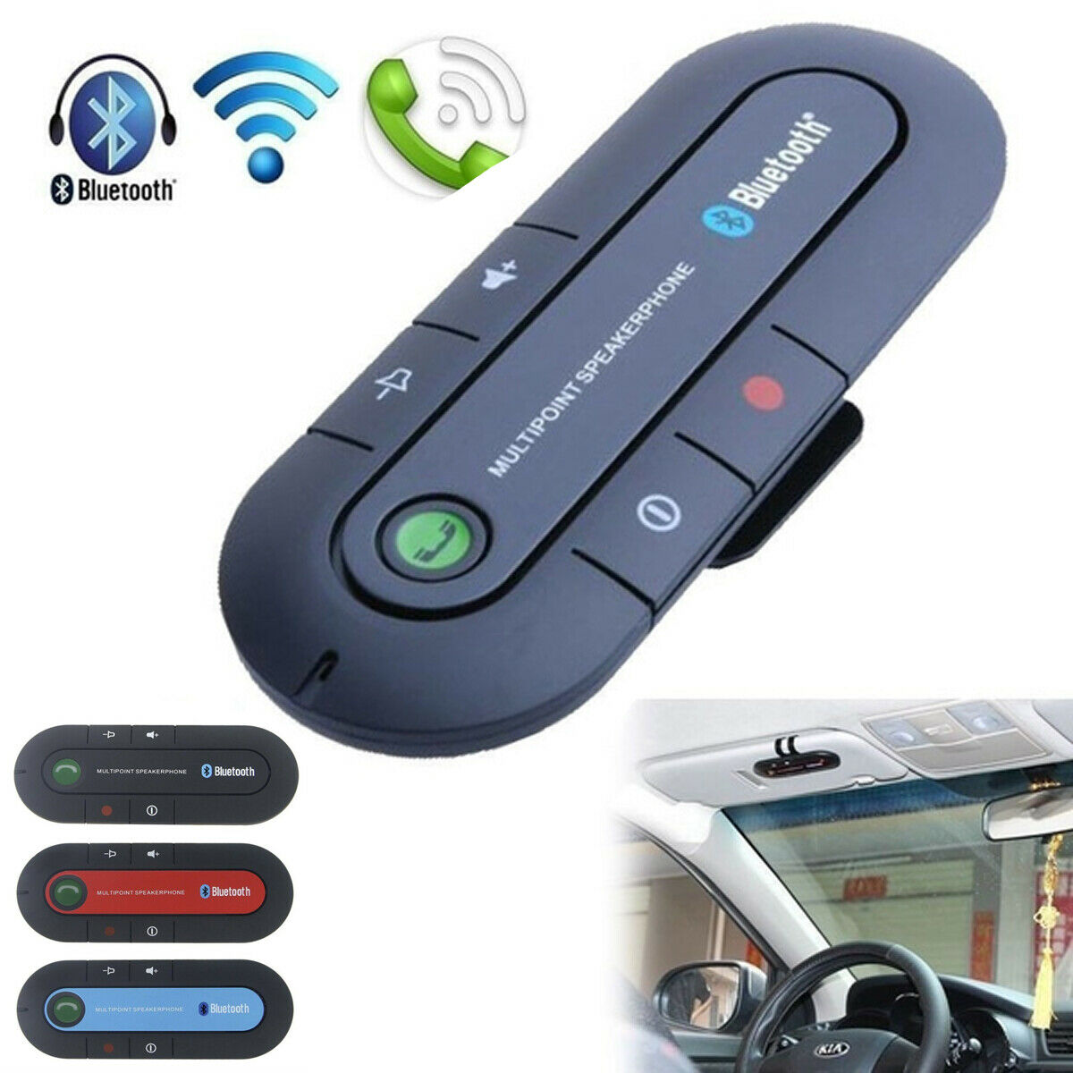 Handsfree Bluetooth Car Kits Wireless Multipoint Speakerphone Speaker Visor Clip - Fresh Stock Dated February 2026