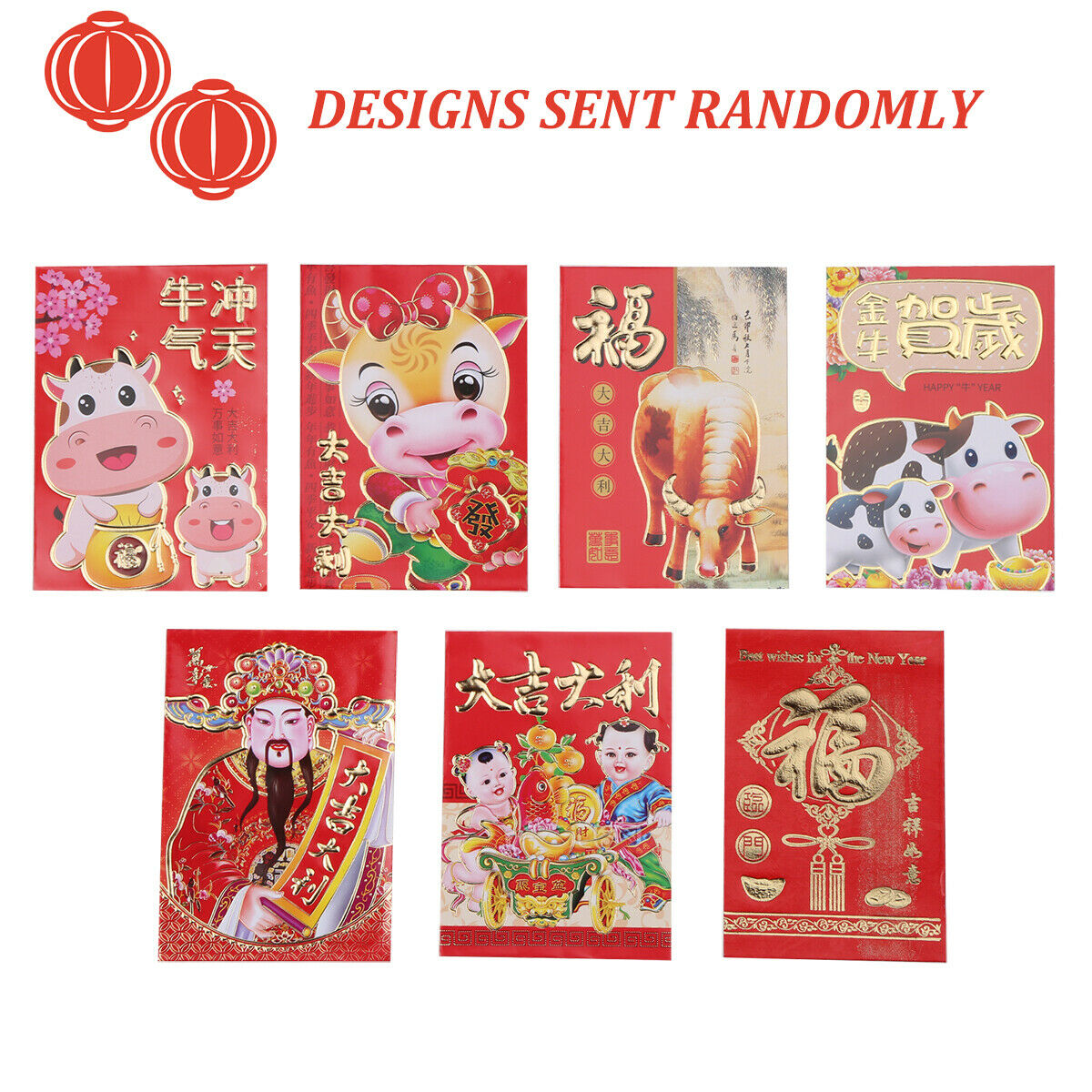 2021 Chinese New Year Red  Chinese Zodiac Year of the Ox Cartoon H0U0 - Fresh Stock Dated February 2026