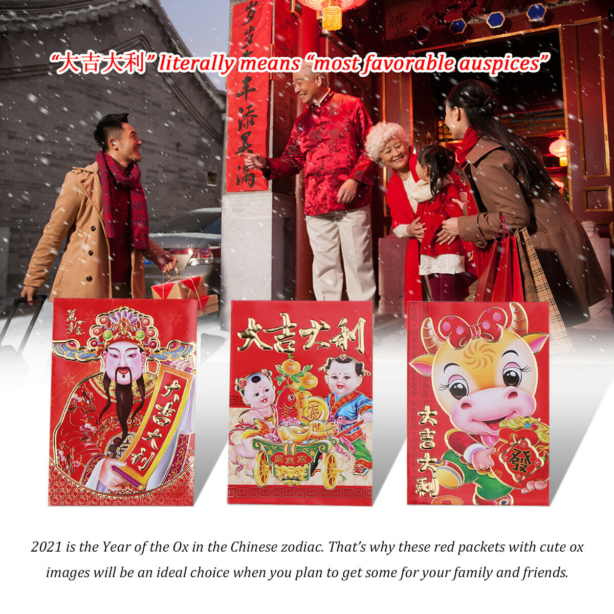 2021 Chinese New Year Red  Chinese Zodiac Year of the Ox Cartoon H0U0 - Fresh Stock Dated February 2026