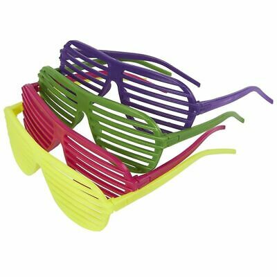 36-Pack Party Sunglasses, Neon Color Plastic Slotted Shutter Shades 80s Party - Fresh Stock Dated February 2026