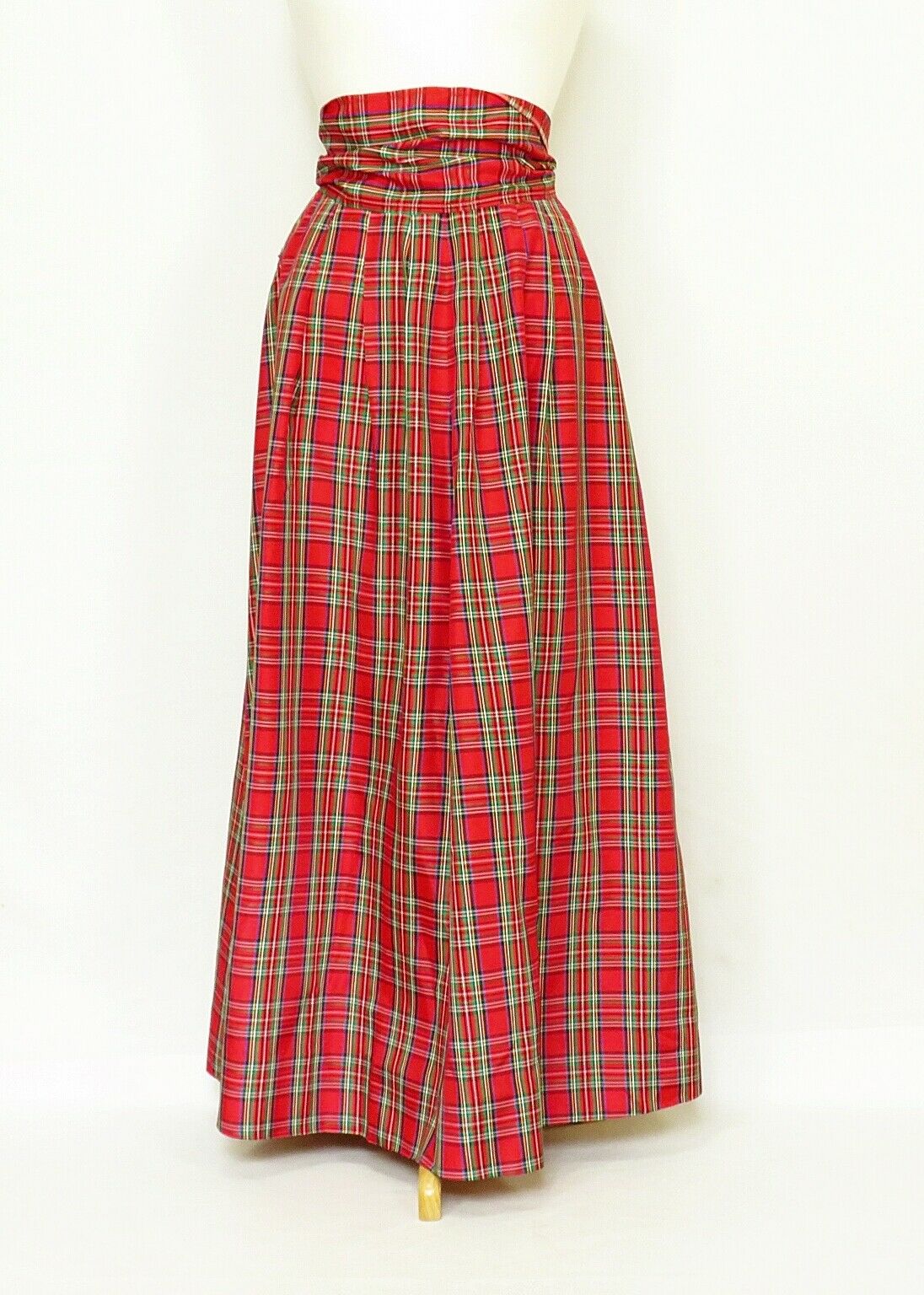 Vintage 1980s Taffeta Maxi Skirt Red Plaid Size XS - Fresh Stock Dated December 2025