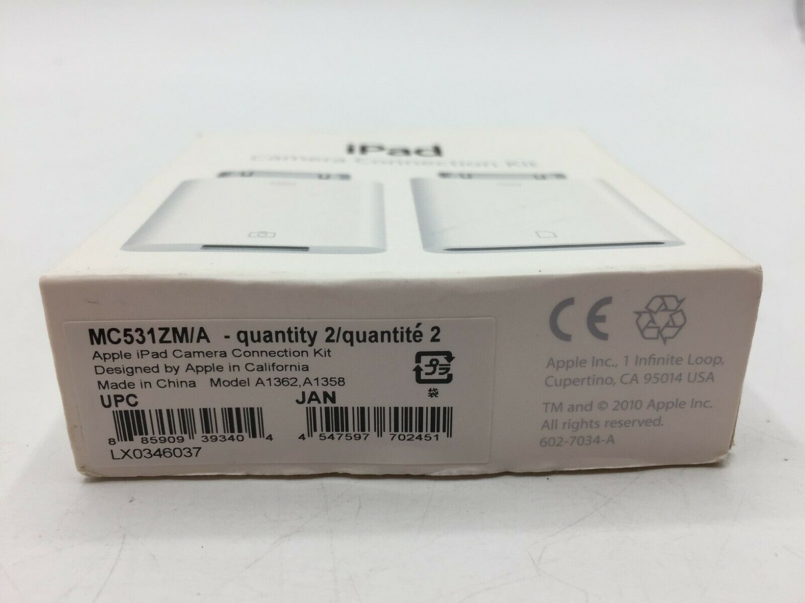 Genuine Apple iPad Camera Connection Kit MC531ZM/A (A1362 & A1358) FREE S/H - Fresh Stock Dated February 2026