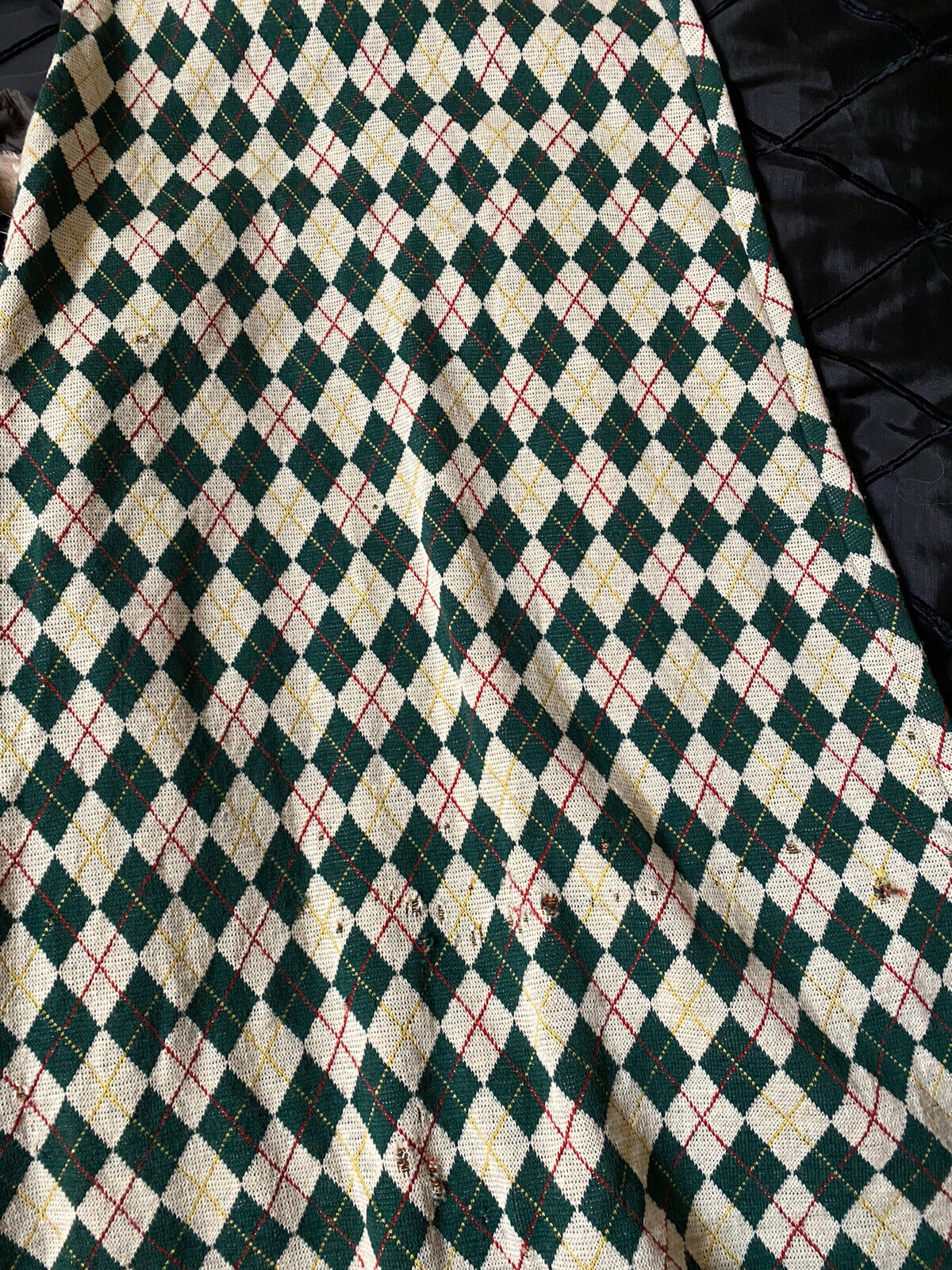 Vintage Wool Argyle Maxi Skirt Sabra Green Red Cottage Boho Academia M-XL USA - Fresh Stock Dated March 2026