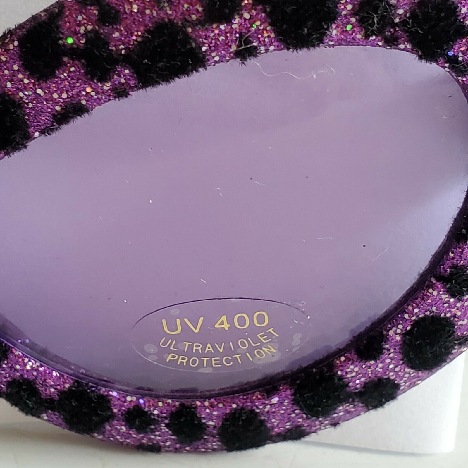 DR. PEEPERS 5TH AVENUE PURPLE GLITTER ON BLACK VELVET LEOPARD DESIGN SUNGLASSES - Fresh Stock Dated February 2026