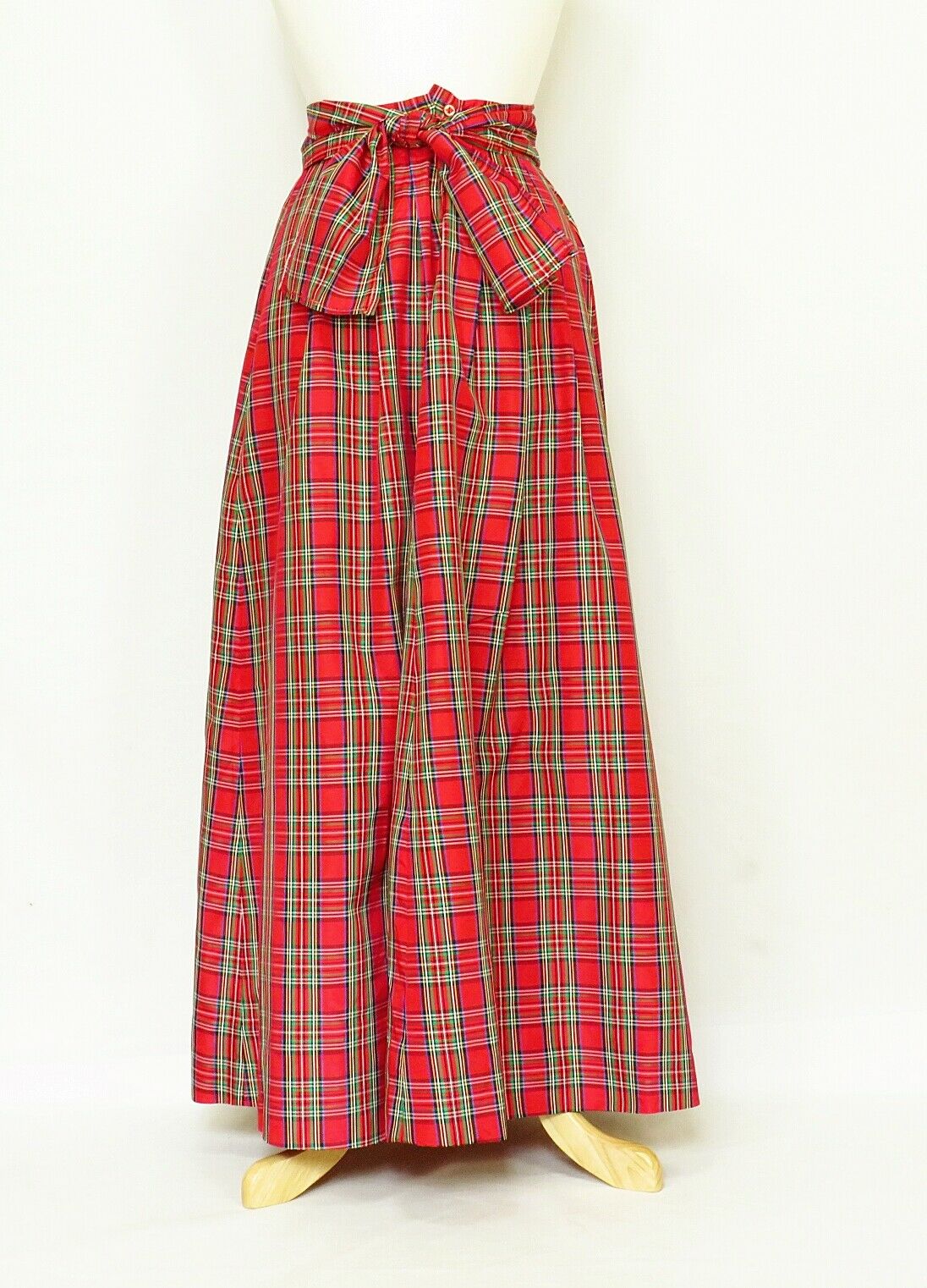 Vintage 1980s Taffeta Maxi Skirt Red Plaid Size XS - Fresh Stock Dated December 2025